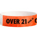 A red Carnival King wristband with the words "OVER 21" in black.