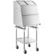 A white ServIt chip warmer container on a stainless steel cart with wheels.