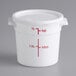A white Choice food storage container with red measurements on it.