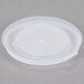 A translucent plastic lid on a white background.