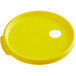 A yellow plastic Choice lid with a hole.