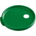A green plastic Choice lid with a hole in it.