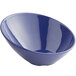 A close-up of a blue Acopa slanted melamine bowl.