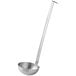 A stainless steel Choice two-piece ladle with a long handle and bowl.