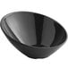An Acopa black melamine bowl with a slanted design on a white background.