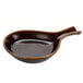A brown Tuxton fry pan server with a handle and spoon-shaped bowl.
