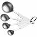 A Choice 4-Piece Stainless Steel Deluxe Measuring Spoon Set on a white background.