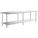 A long stainless steel Regency work table with an undershelf.
