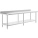 A white metal rectangular Regency work table with a long metal undershelf.
