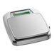 An AvaWeigh silver stainless steel digital portion scale on a counter.