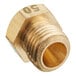 A brass threaded Avantco orifice with a gold nut and thread.