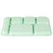 A green Carlisle polypropylene tray with 6 squares.
