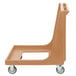 A beige plastic dolly with wheels for a Cambro Camcarrier.
