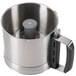 A stainless steel bowl assembly for a Robot Coupe commercial food processor with a handle and a lid.