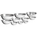 A set of 10 stainless steel Choice mixing bowls.