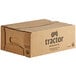 A brown cardboard box with the Tractor Beverage Co. logo on it.