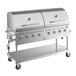 A Backyard Pro stainless steel grill with roll dome over two burners.