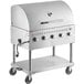 A stainless steel Backyard Pro liquid propane grill on a cart.