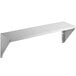 A stainless steel shelf with triangular corners.