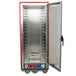 A red and silver Metro C5 series holding and proofing cabinet with a clear door.