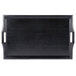 A black rectangular GET room service tray with handles.