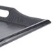 A black plastic room service tray with a handle.