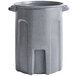 A dark gray plastic Toter commercial trash can with handles.