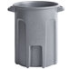 A dark gray plastic Toter trash can with two handles.