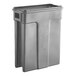 A Toter dark gray plastic trash can with a lid.