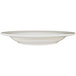 An International Tableware York ivory stoneware pasta bowl with an embossed rim on a white background.