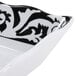 A white rectangular melamine tray with a black and white square design.