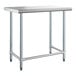 A Steelton stainless steel work table with an open steel base.