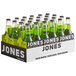 A box of Jones Green Apple Soda bottles.