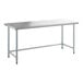 A Steelton stainless steel work table with metal legs.