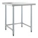 A Steelton stainless steel work table with a metal base.