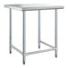 A Steelton stainless steel work table with a metal base.