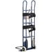 A blue Lavex appliance hand truck with black straps and wheels.