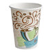 A Dixie paper hot cup with a drawing of a coffee cup.