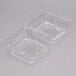 Two Durable Packaging clear hinged lid plastic containers.