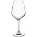 An Acopa Radiance Bordeaux wine glass with a long stem and clear glass.