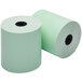 Two green Point Plus thermal paper rolls on a white background.