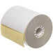A Point Plus carbonless paper roll with yellow and white strips.