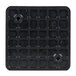 A black square plastic push block with holes.