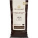 A white bag of Callebaut Recipe L 60/40 Dark Chocolate Callets.