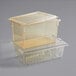 A yellow Cambro food storage box with a lid.