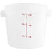 A white plastic Vigor food storage container with red writing.