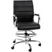 A black Flash Furniture leather office chair with chrome legs.