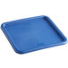A blue square lid for a Carnival King slushy mix container.