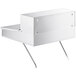A stainless steel wall mount receiving desk with a shelf and drawer.