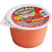 A plastic container of Musselman's strawberry apple sauce with a lid.